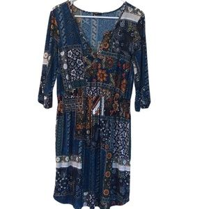 🎃2 for $15!🎃 Blue pattern quarter sleeve dress
